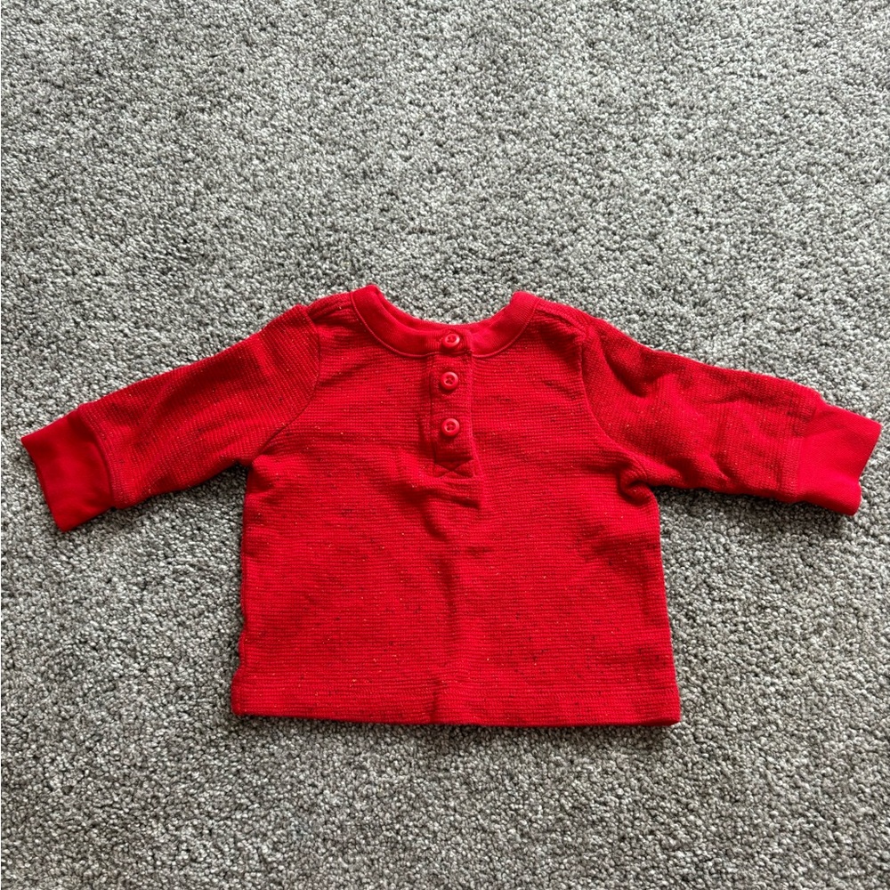 Hanna Andersson Red Button Down Shirt Classic Style